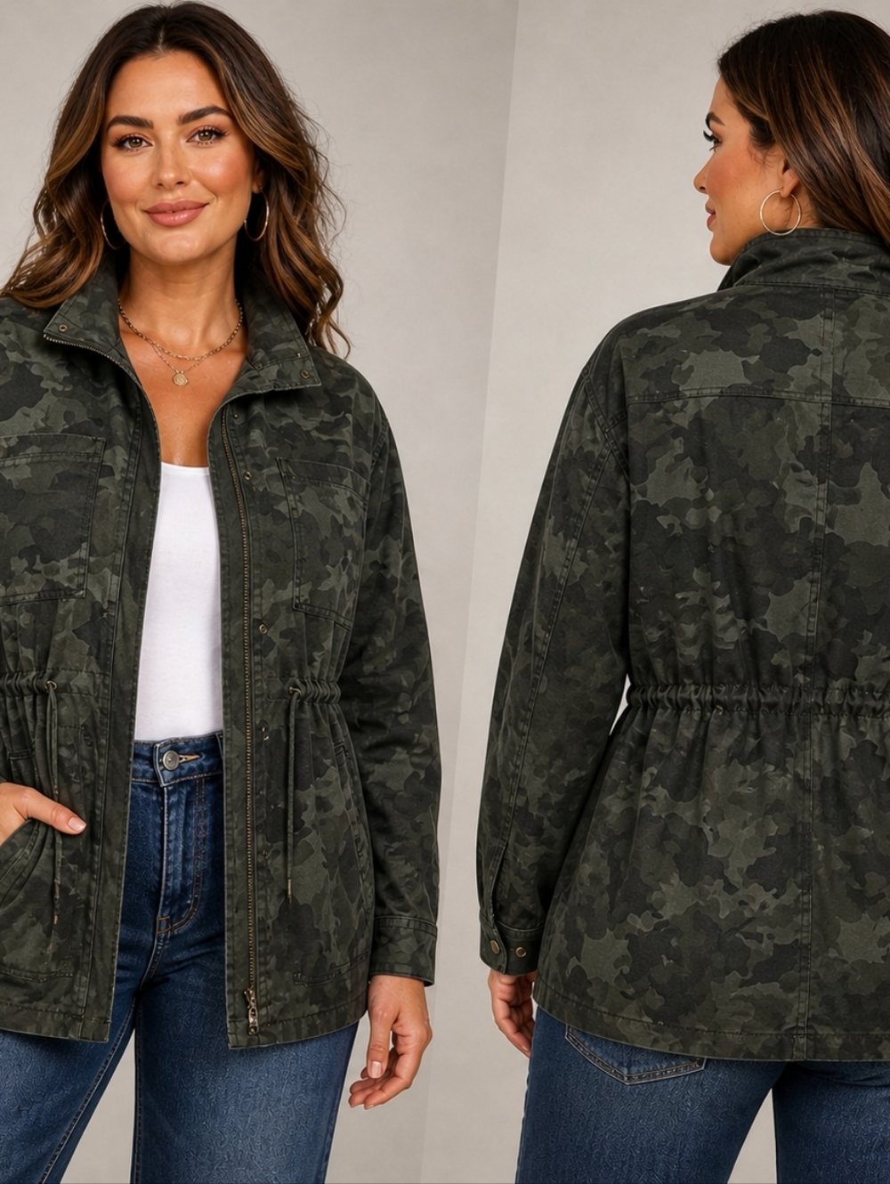NWT Old Navy Dark Olive Camo Utility Jacket XXL Contemporary Streetwear Military